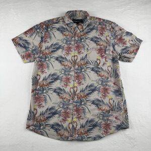 Molokai Surf Co. Men’s L Short Sleeve 100% Cotton Shirt  AOP Flamingo Tropical